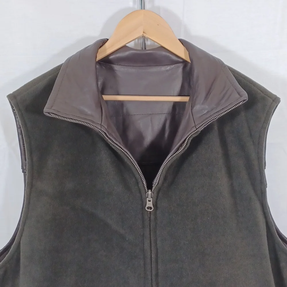 Excelled Mens Leather Reversible Vest Color Brown  Size XL - Picture 7 of 8